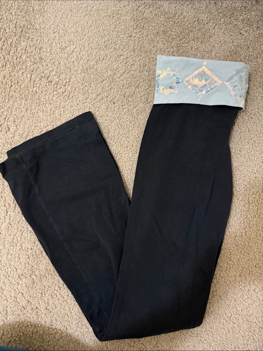 Victoria's Secret Yoga Pants with Light Blue Sequin Cuff